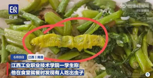 鼠頭鴨脖涉事高校學(xué)生稱吃出大青蟲：同一個食堂，不在一個窗口