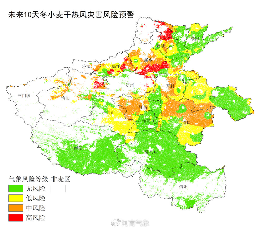 河南省发布冬小麦干热风灾害风险预警