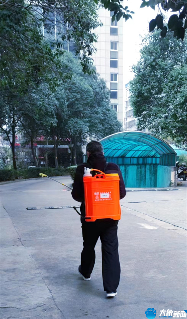 一张身背喷雾器防疫消杀后行走的纤瘦背影照片,突然在洛阳市涧西区