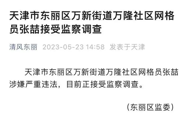 天津一社区网格员被查，专家：连“苍蝇”都算不上，但反腐无盲区