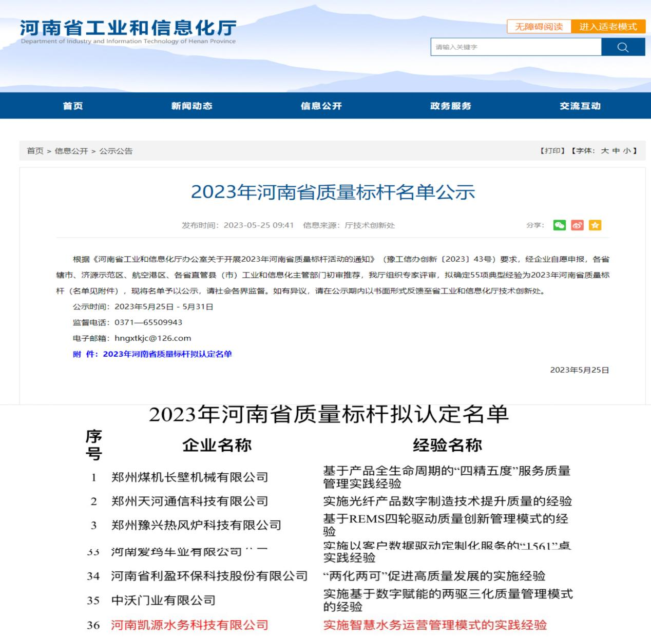 喜讯！信阳市羊山新区 1 家企业成功入选2023年河南省质量标杆