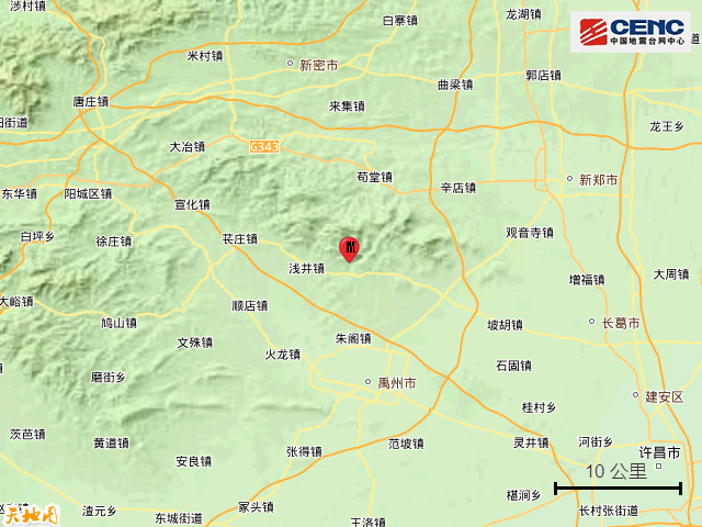 河南许昌市禹州市发生2.9级地震