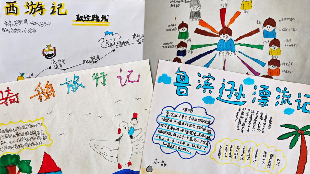 在读书人物卡和思维导图读后感的制作活动中,学生们发挥了自己的创造