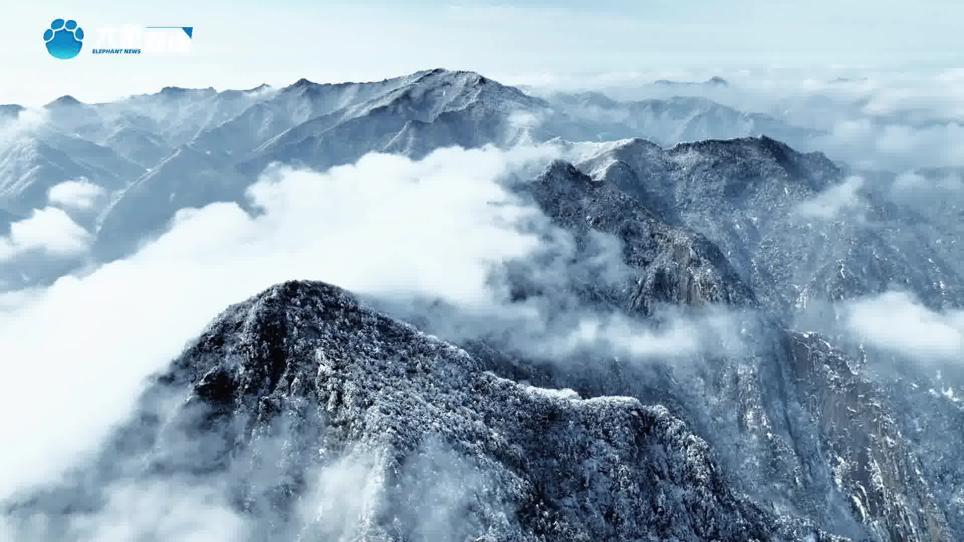 河南灵宝春雪过后汉山之巅现云海奇观