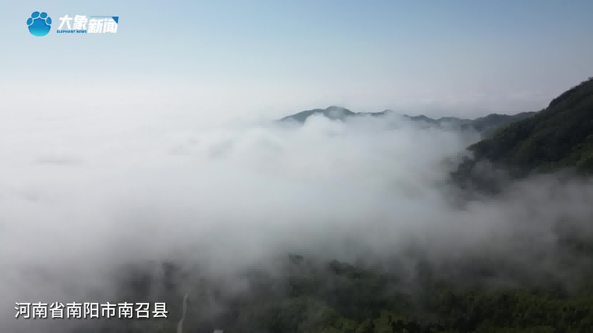 河南南召:云雾绕群山 流动水墨画
