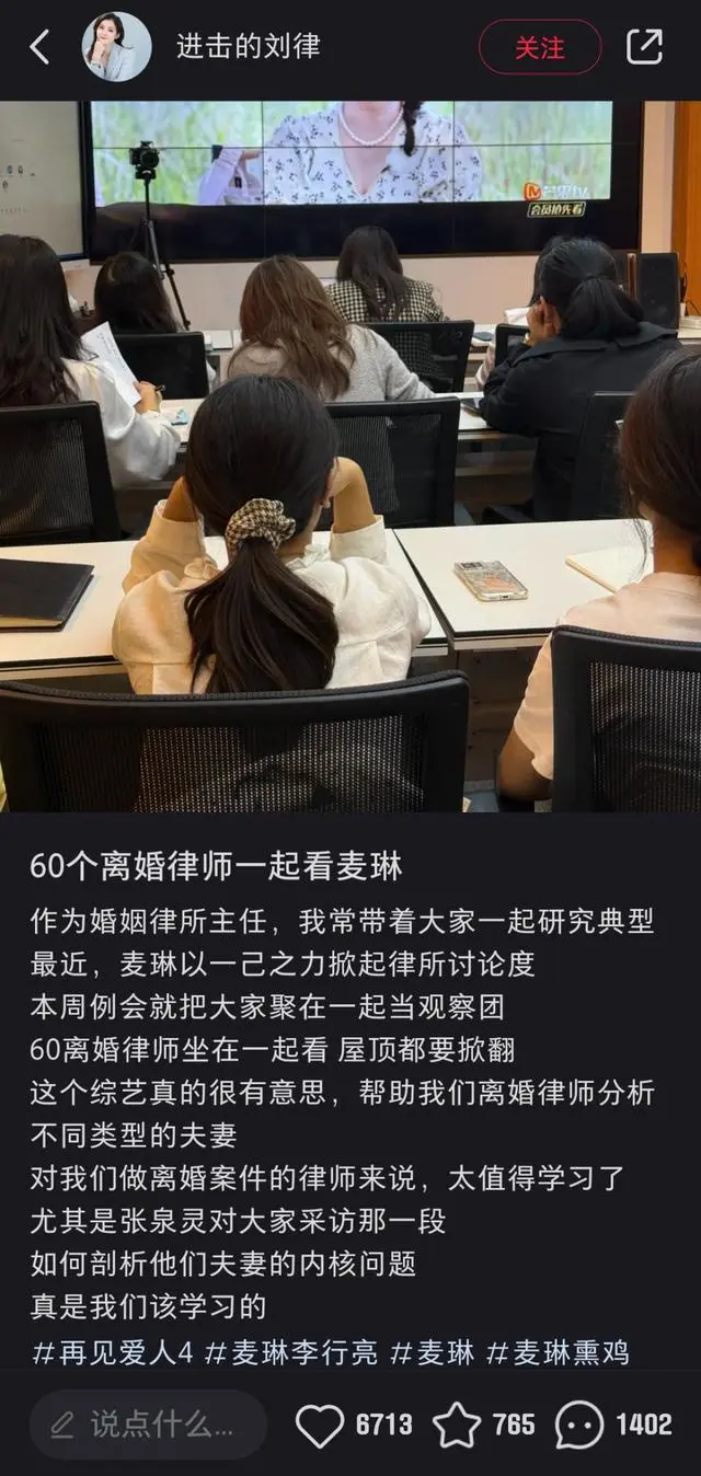 60个离婚律师把麦琳当典型研讨 网友：每次看到麦琳既生气又心疼