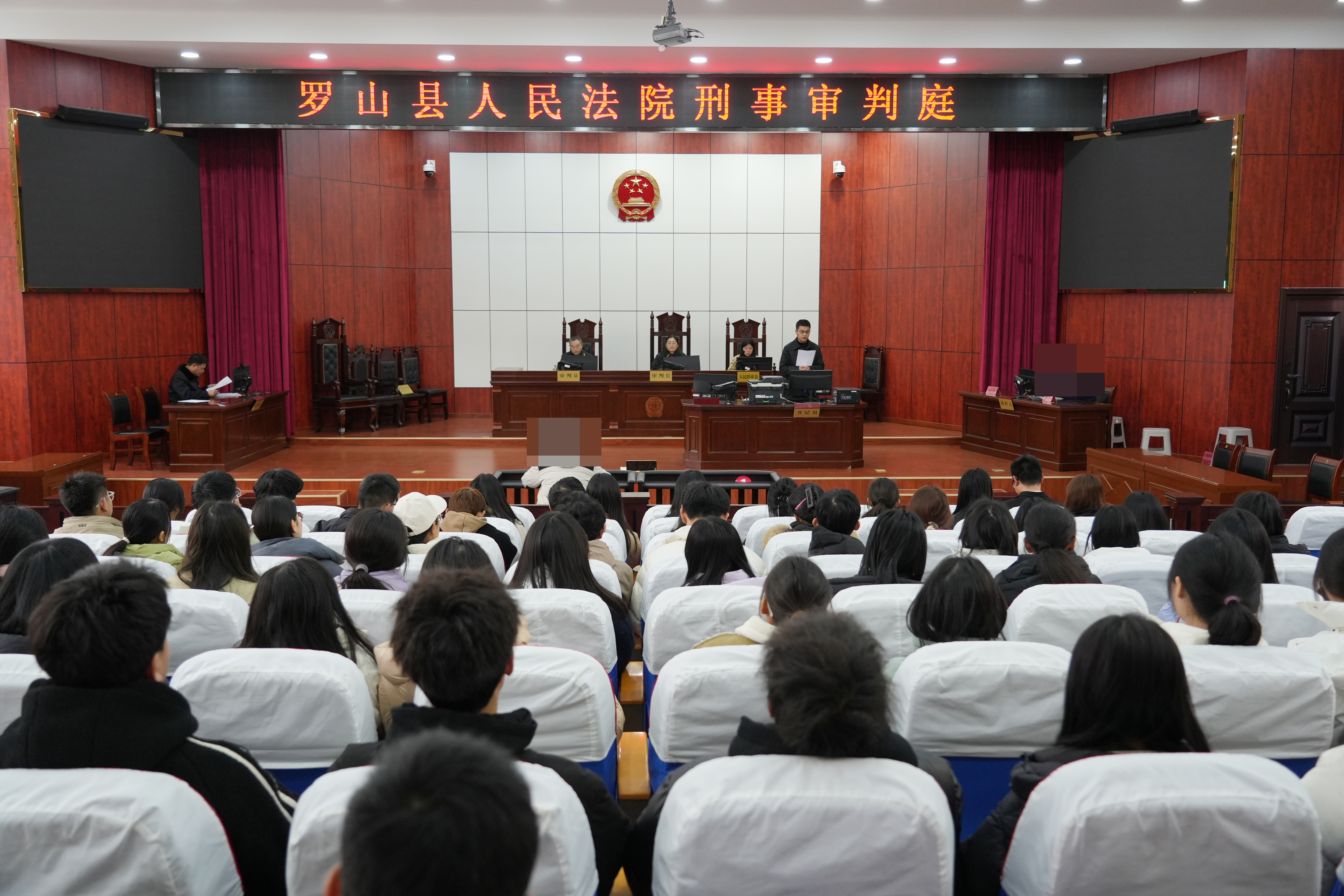 “零距离”以案学法 罗山县法院邀请200余名高校师生走进法院旁听庭审