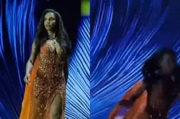 牙买加小姐环球小姐大赛上摔下舞台