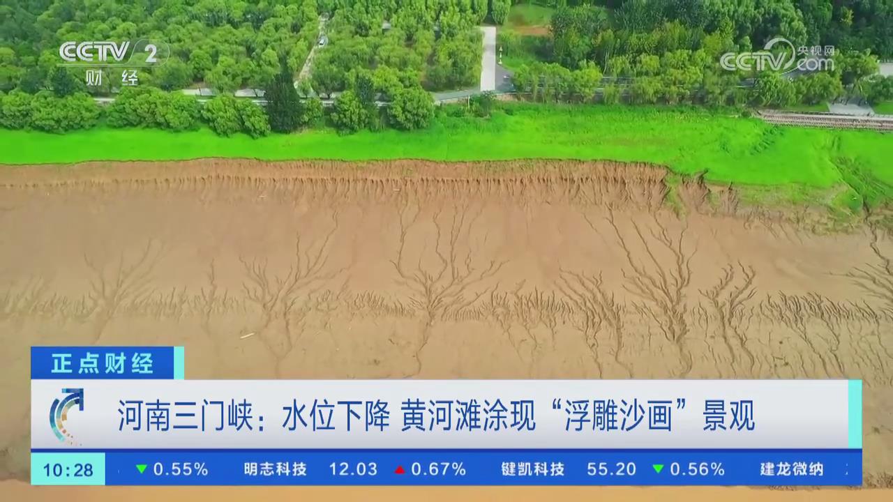 【央视关注河南三门峡】水位下降 黄河滩涂现“浮雕沙画”景观