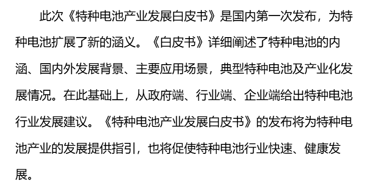 枣庄发布《特种电池产业发展白皮书》
