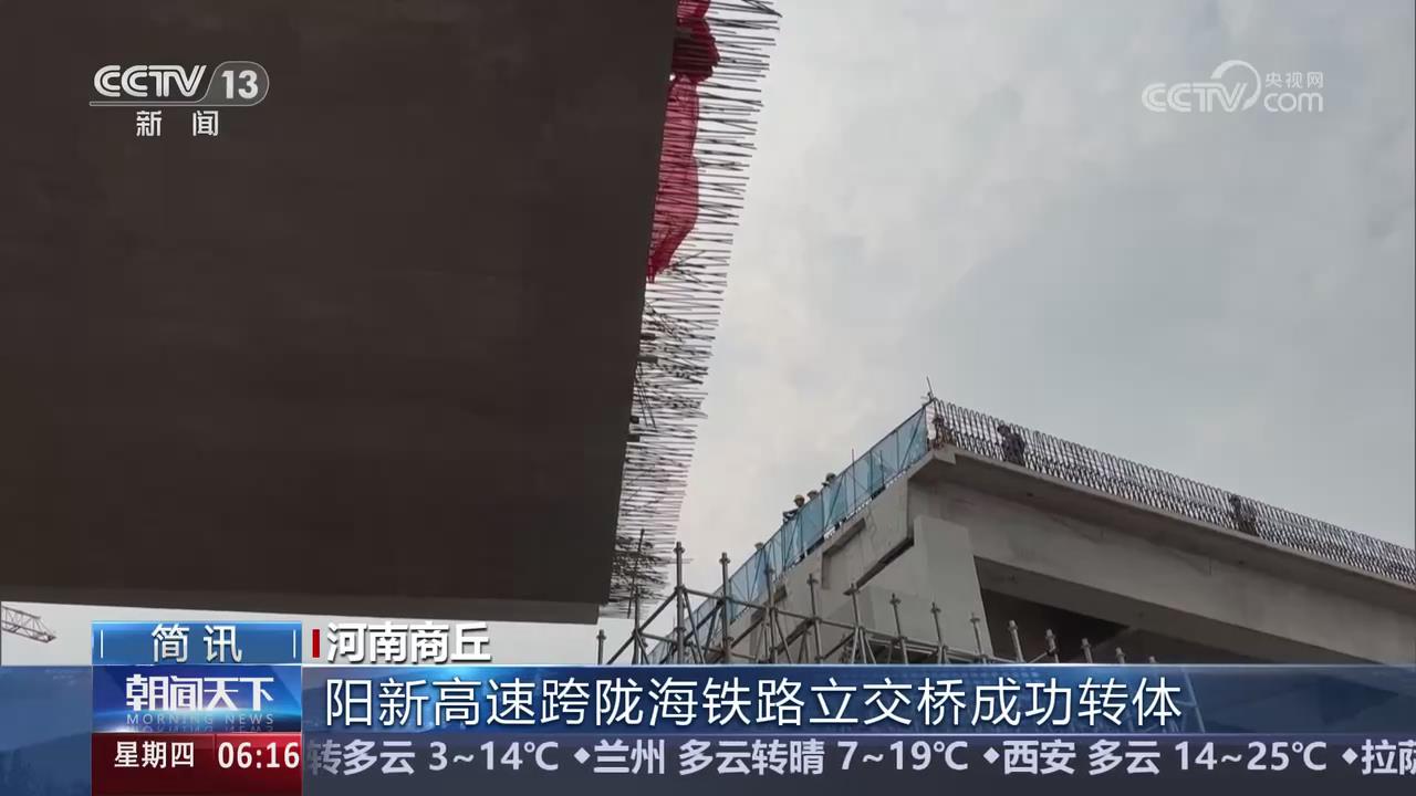 【央视关注河南商丘】阳新高速跨陇海铁路立交桥成功转体