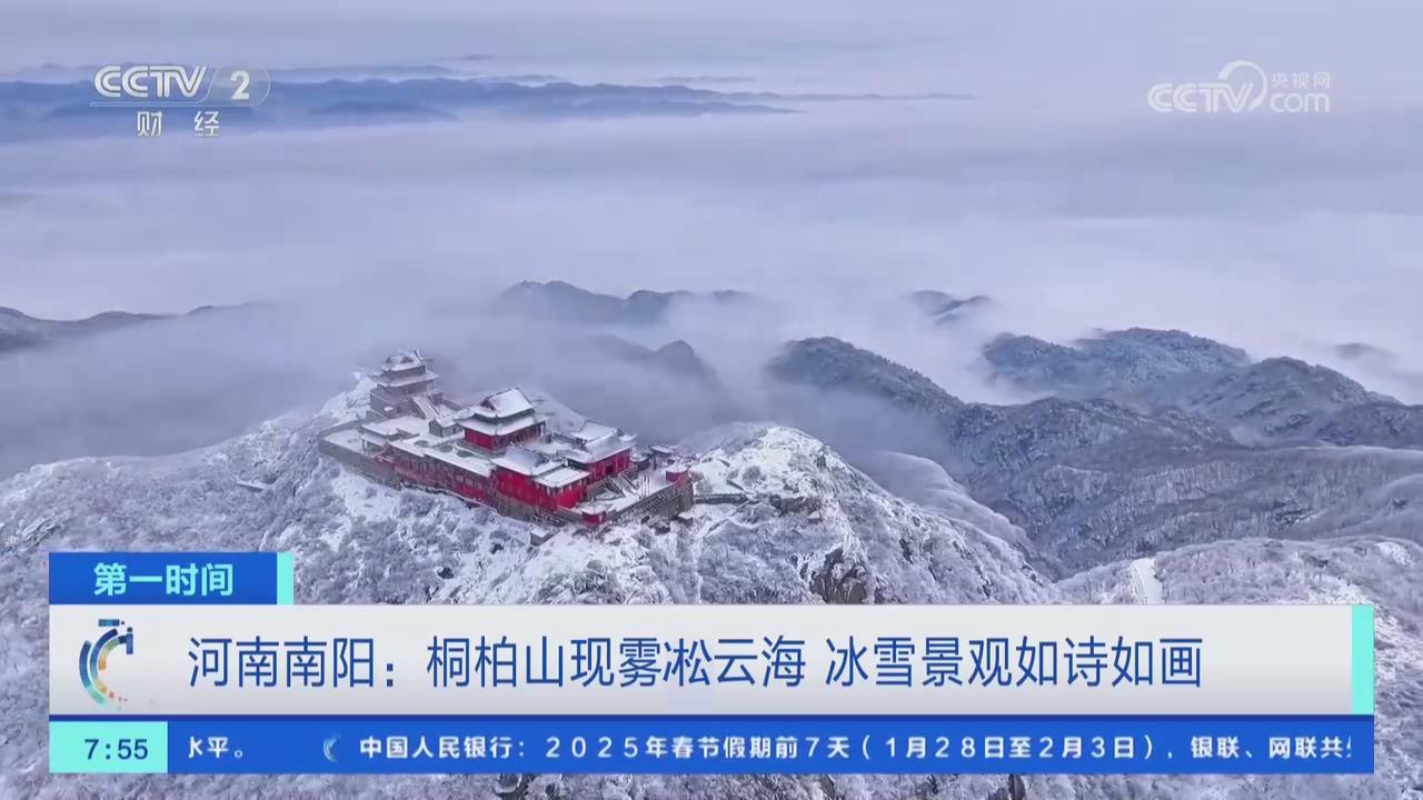 【央視關(guān)注河南南陽】桐柏山現(xiàn)霧凇云海 冰雪景觀如詩如畫
