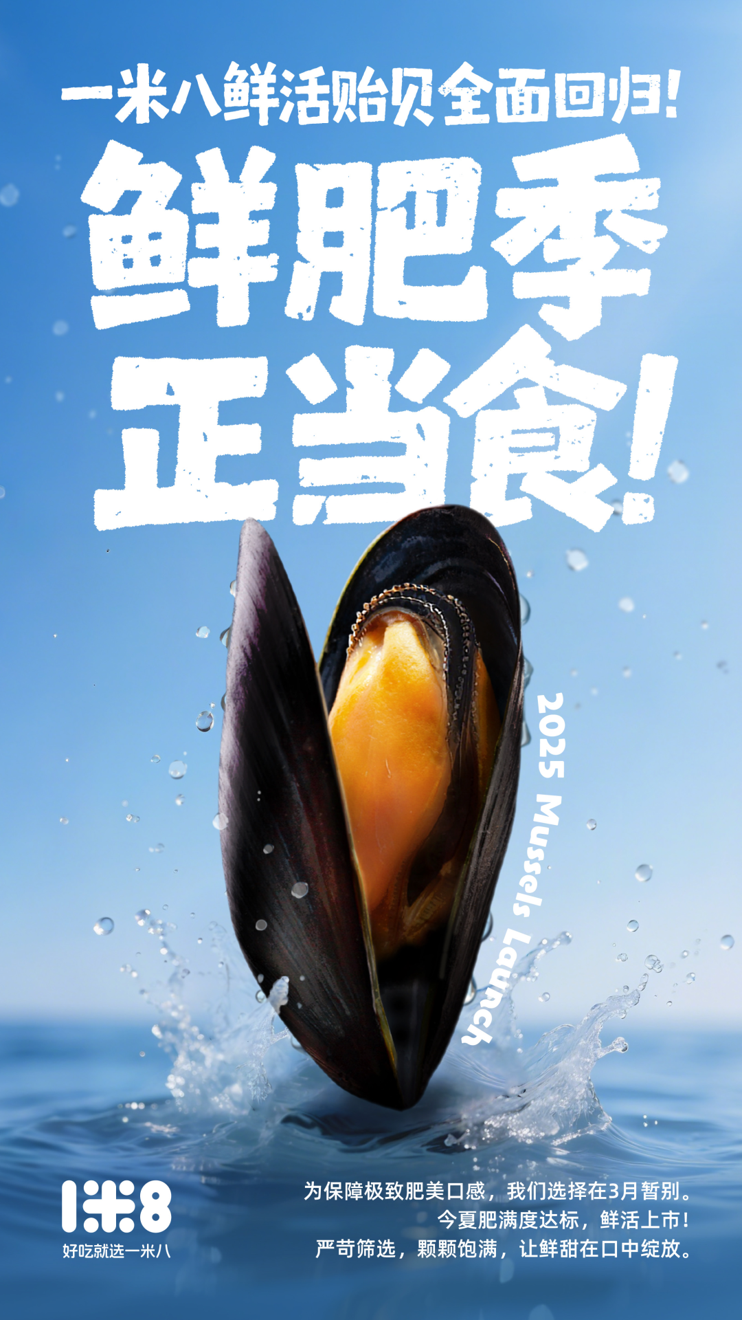 休养百日，鲜满归来！一米八鲜活贻贝8月3日全国盒马鲜甜上市