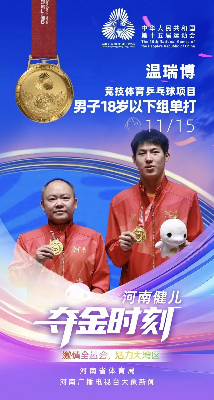 全运 U18 男单桂冠落河南！郑州金水学子温瑞博夺冠