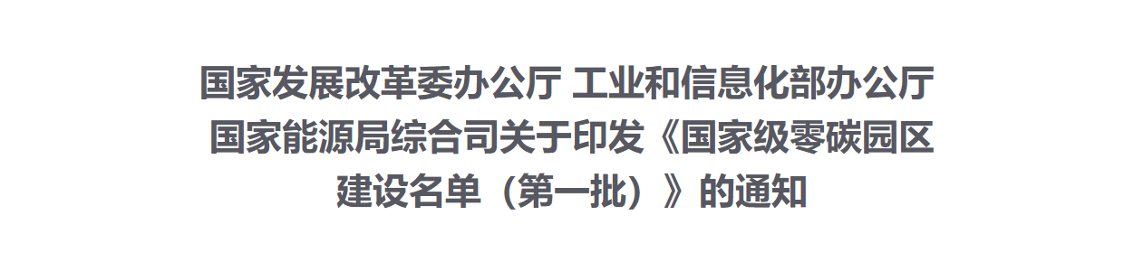 52个！国家级零碳园区建设名单(第一批)公布