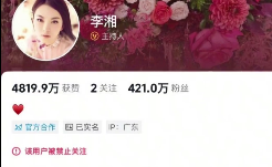 李湘多平台账号被禁止关注