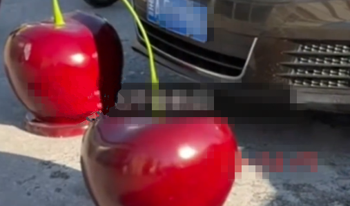 超市门口出现“超大J车厘子”，仔细一看原来是石墩子的变身