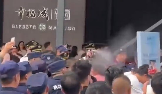 深圳一楼盘开盘人流拥挤，保安直接喷辣椒水驱散人群被拘