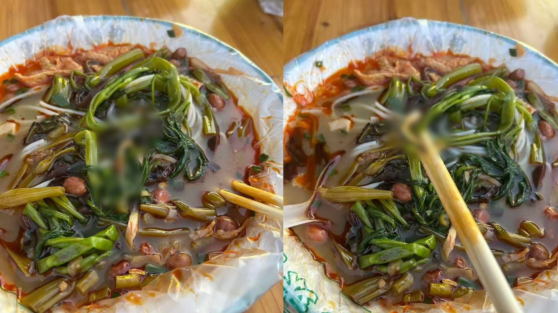 女子食用螺蛳粉吃出一条菜花蛇，连解释和安抚都没有，摊主回应