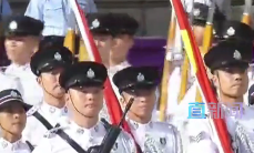 香港护旗方队三段式劈枪场面震撼