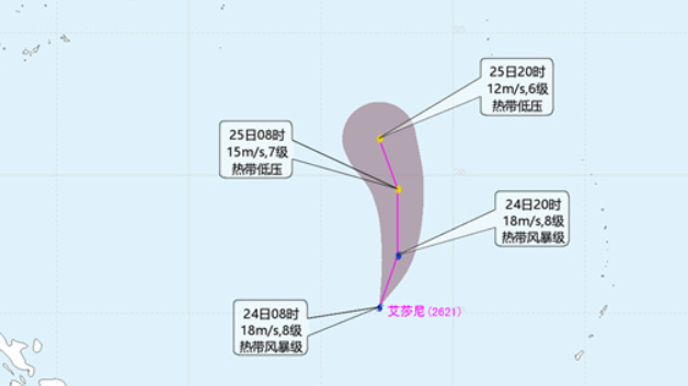 今年第21号台风“艾莎尼”生成